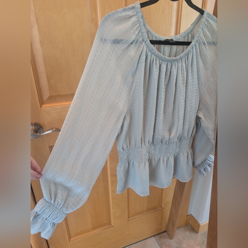 Ann Taylor Soft Mint Gathered Blouse - Picture 3 of 7